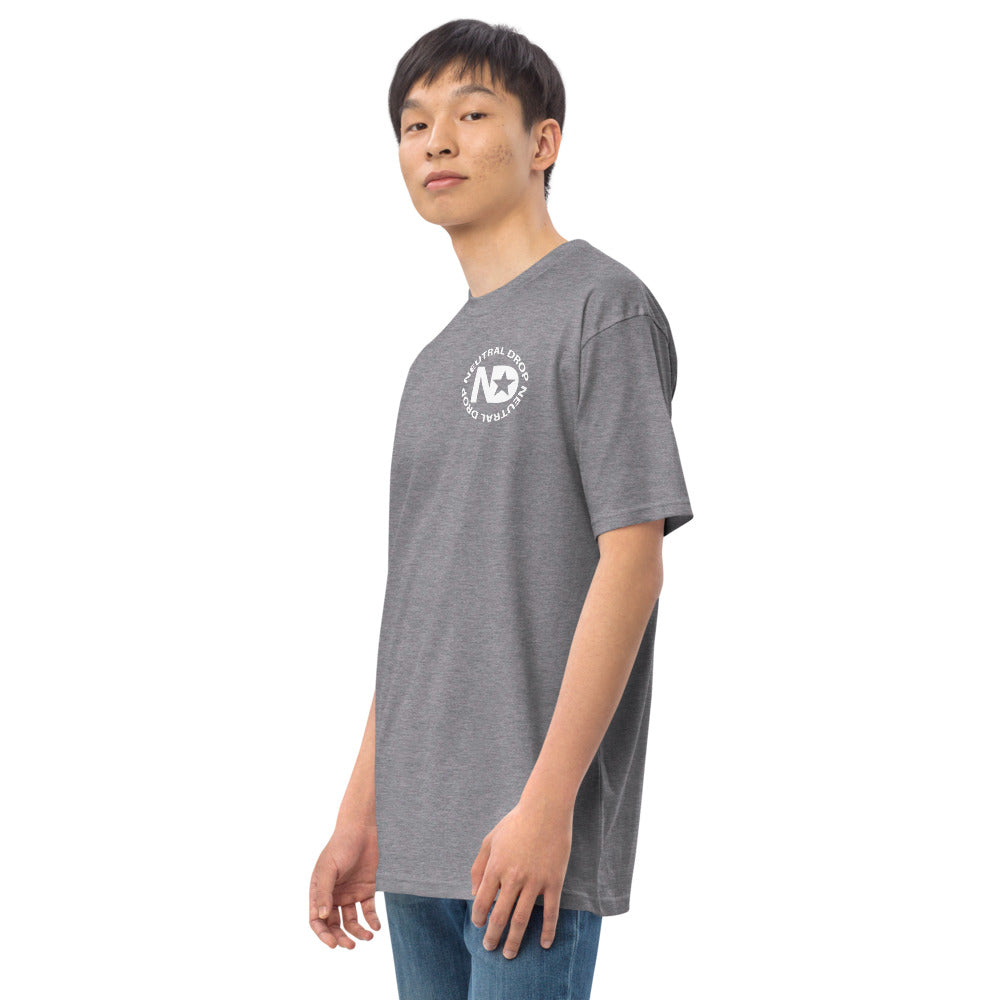 Men’s premium heavyweight tee with Neutral Drop logo on front and back
