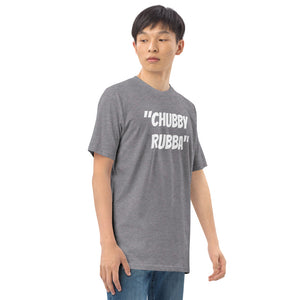 Men’s premium heavyweight tee w/ Chubby Rubba on front and Neutral Drop logo on back