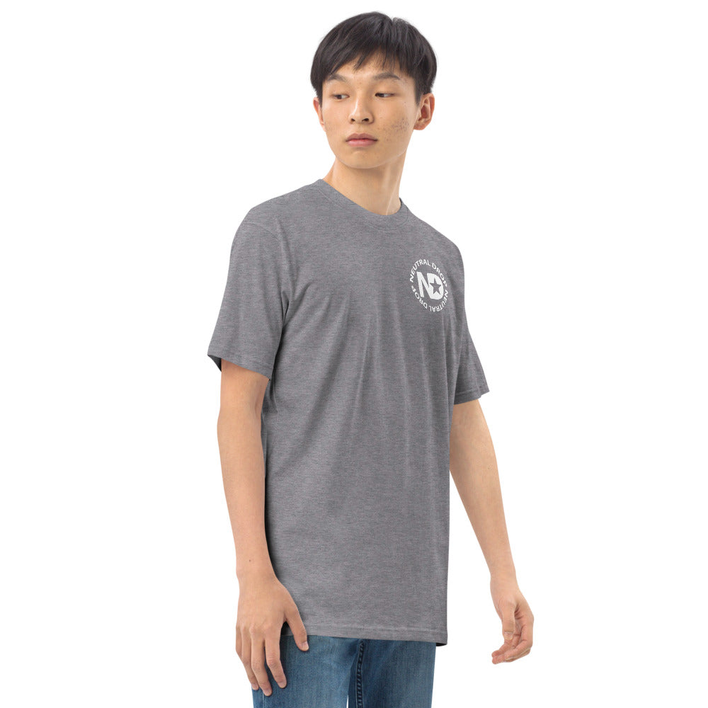 Men’s premium heavyweight tee with Neutral Drop logo on front and back