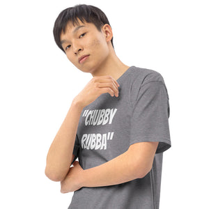 Men’s premium heavyweight tee w/ Chubby Rubba on front and Neutral Drop logo on back