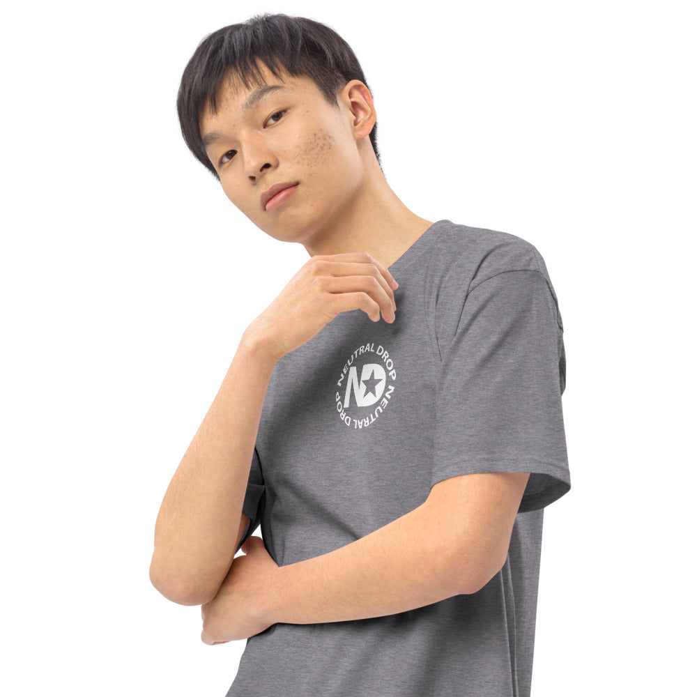 Men’s premium heavyweight tee with Neutral Drop logo on front and back
