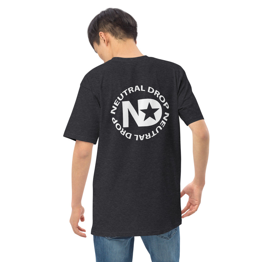 Men’s premium heavyweight tee w/ Chubby Rubba on front and Neutral Drop logo on back