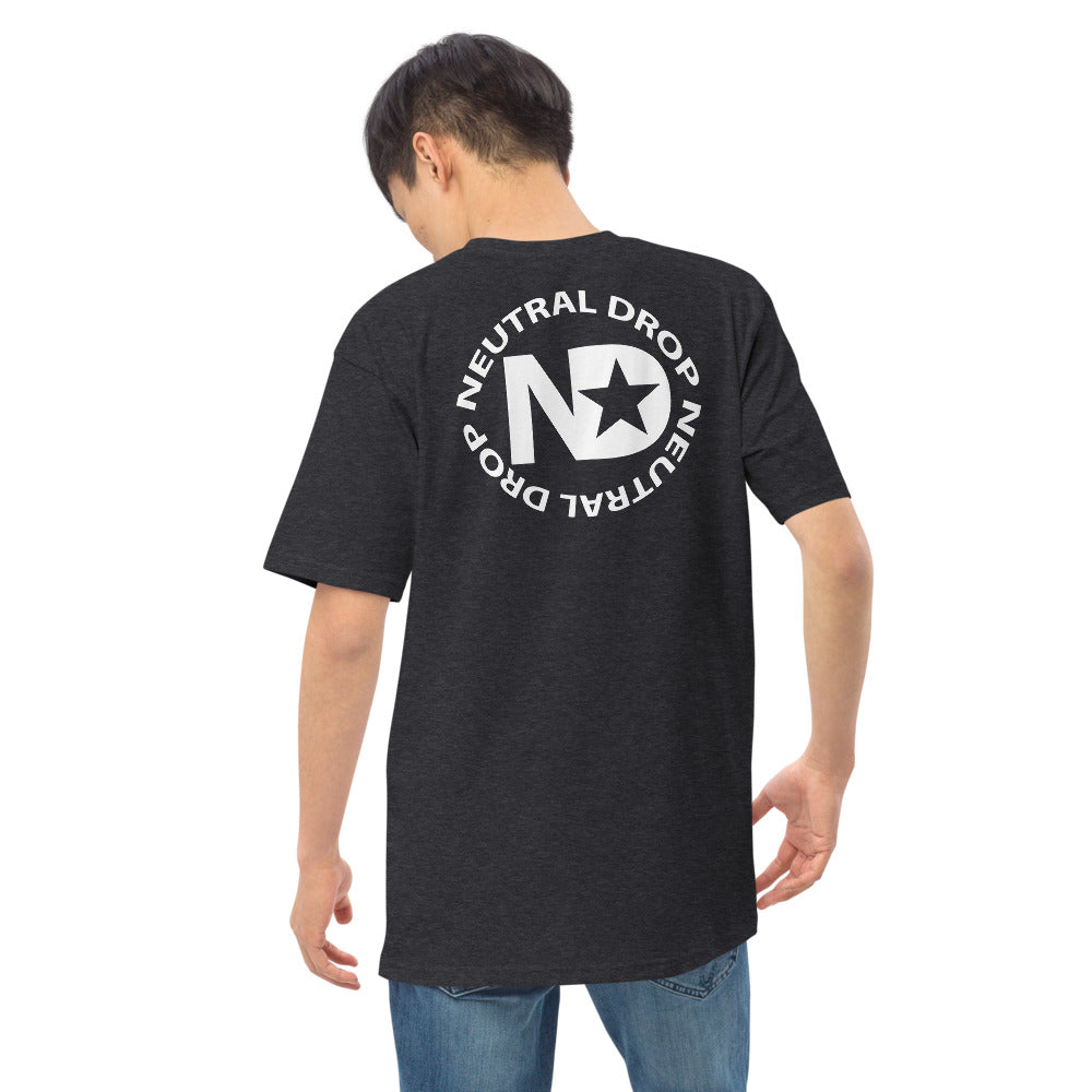 Men’s premium heavyweight tee with Neutral Drop logo on front and back