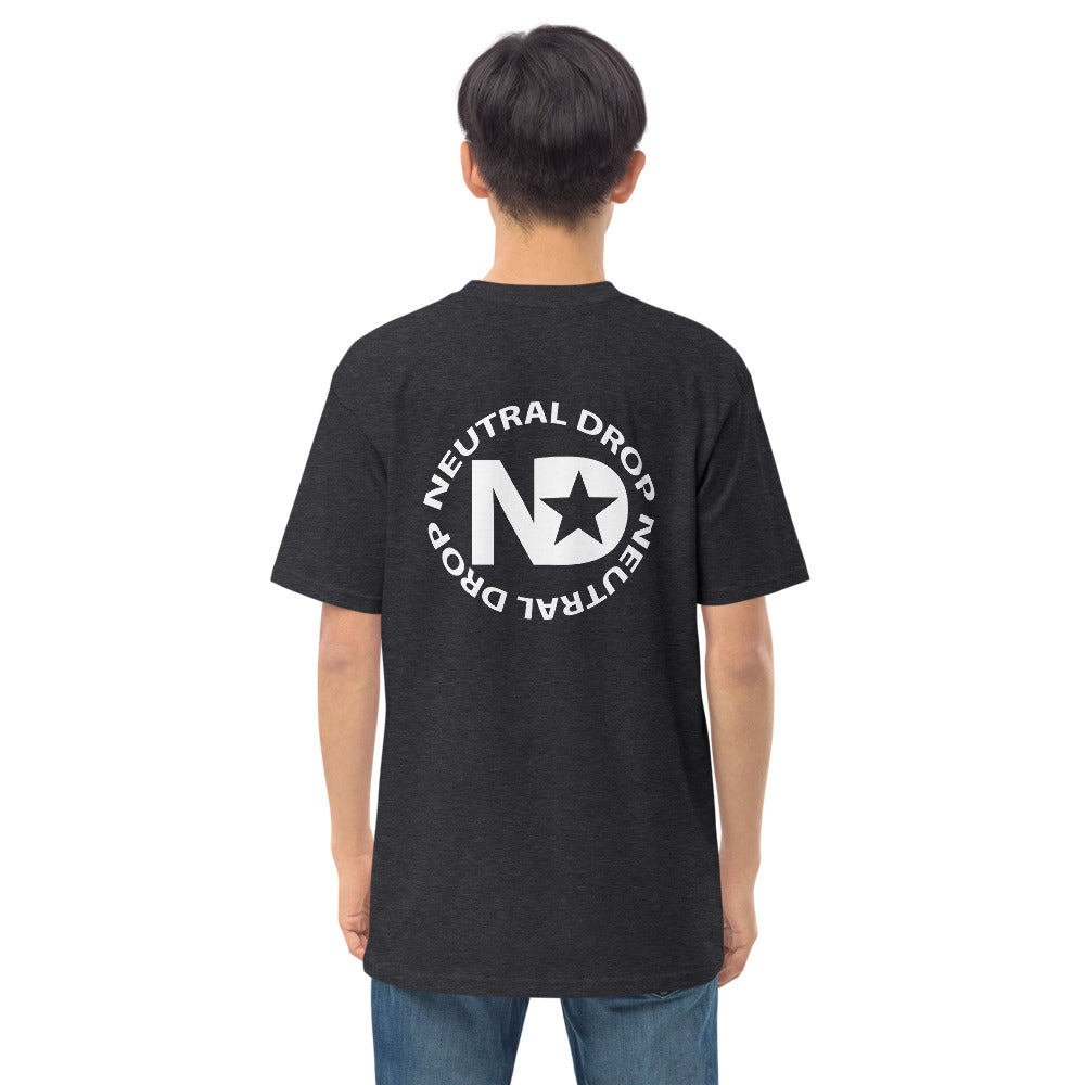 Men’s premium heavyweight tee w/ Chubby Rubba on front and Neutral Drop logo on back