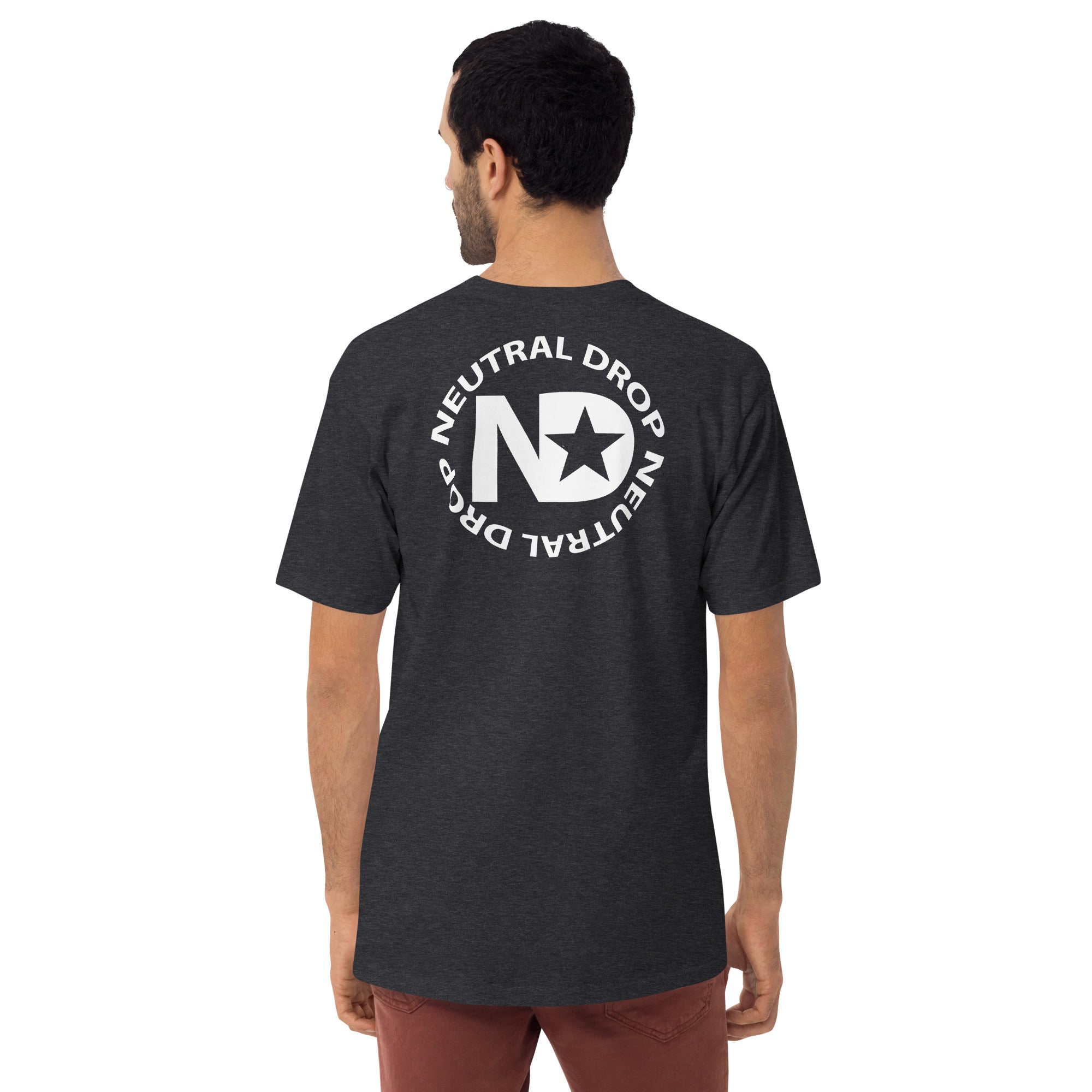 Men’s premium heavyweight tee with Neutral Drop Logo on Front and Back