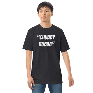 Men’s premium heavyweight tee w/ Chubby Rubba on front and Neutral Drop logo on back