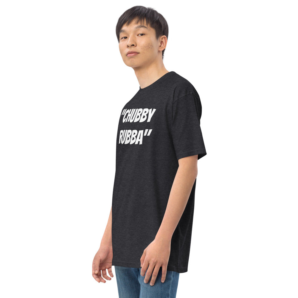 Men’s premium heavyweight tee w/ Chubby Rubba on front and Neutral Drop logo on back