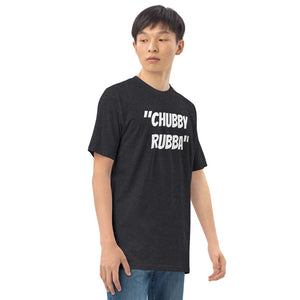 Men’s premium heavyweight tee w/ Chubby Rubba on front and Neutral Drop logo on back