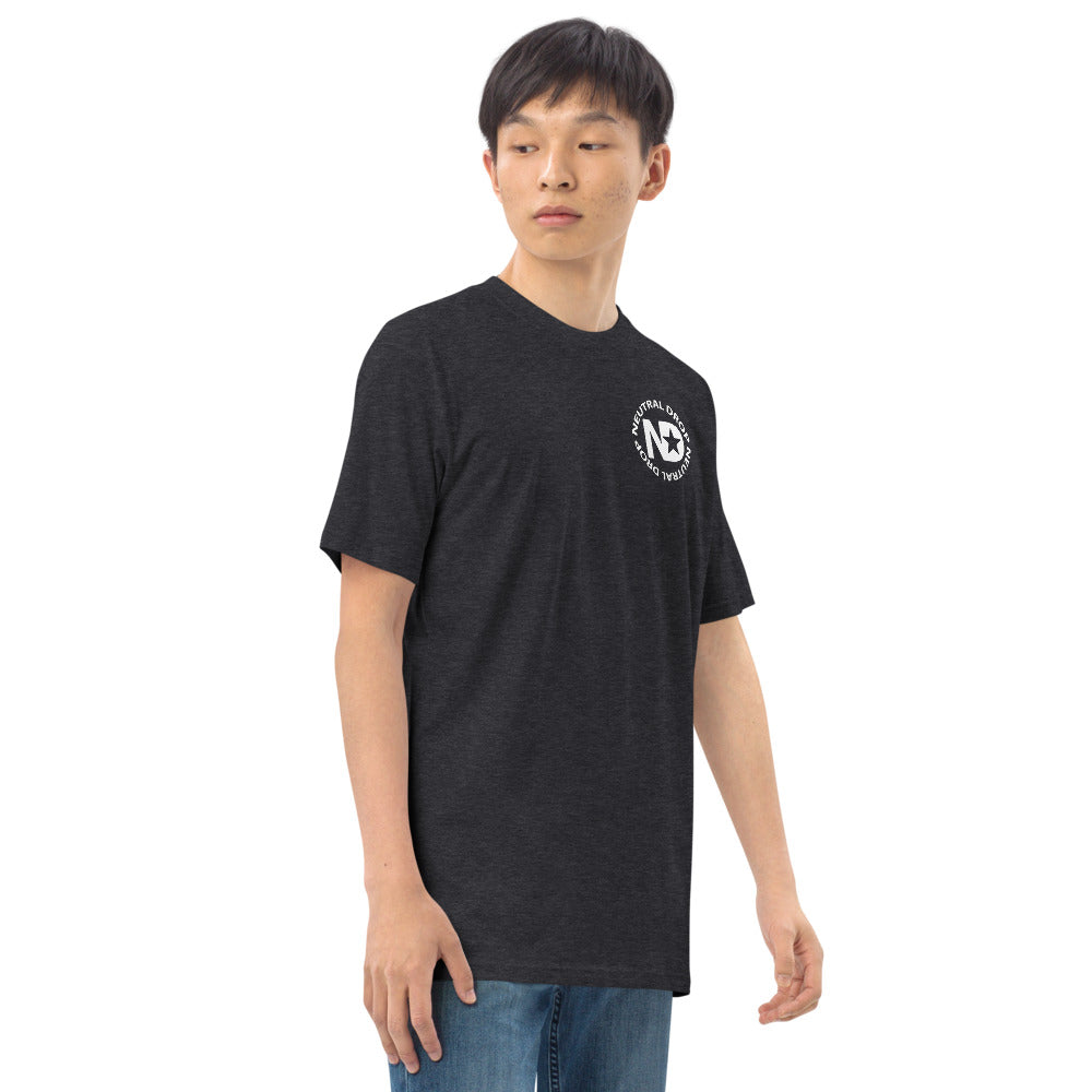 Men’s premium heavyweight tee with Neutral Drop logo on front and back