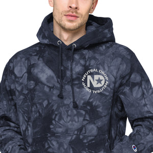 Unisex Champion tie-dye hoodie With Neutral Drop Logo on Front and Sleeve