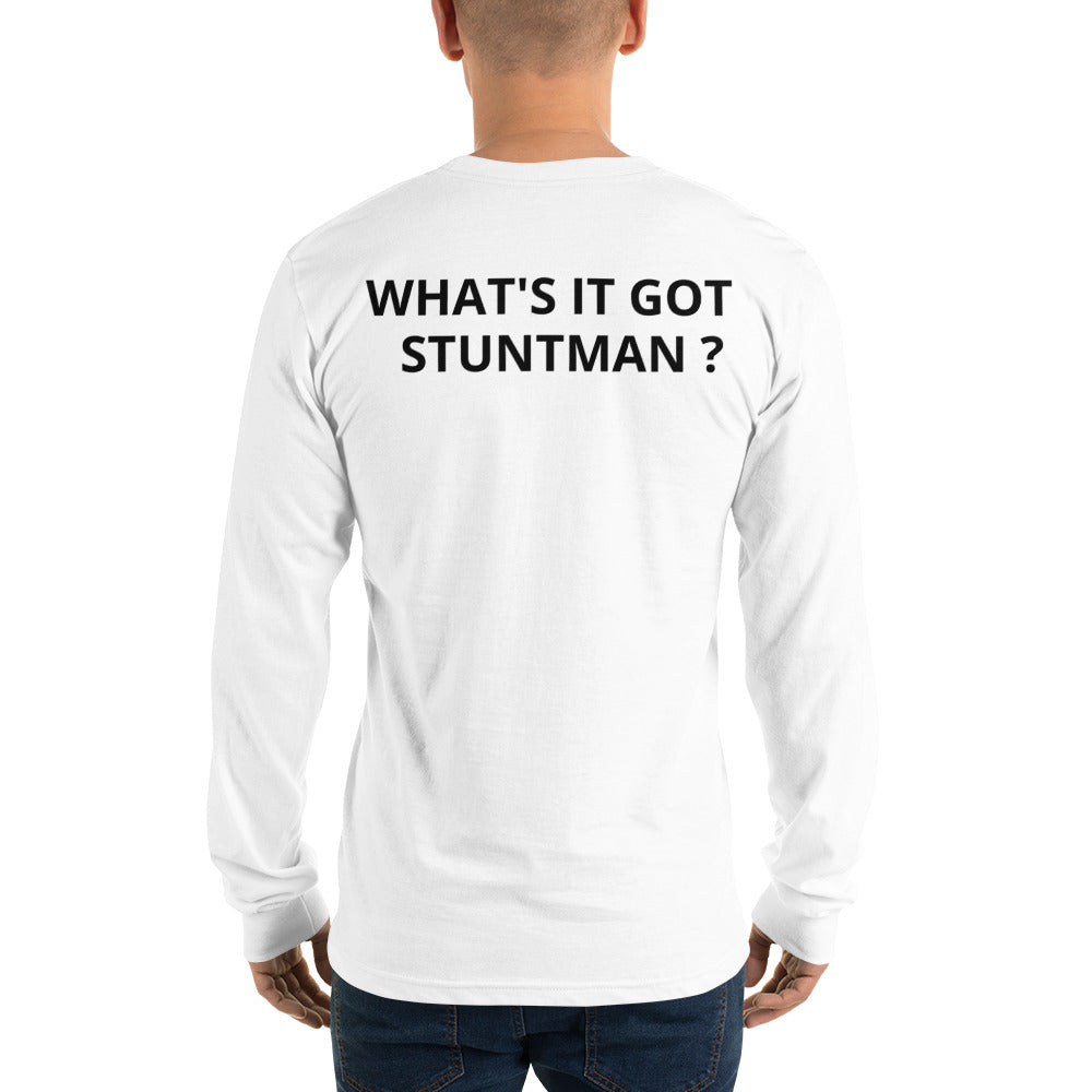 Neutral Drop Logo front / What's It Got Stuntman Back Long sleeve t-shirt