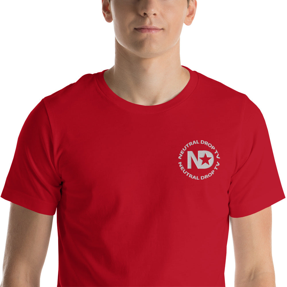 Neutral Drop Logo with Stuntman on back Unisex t-shirt