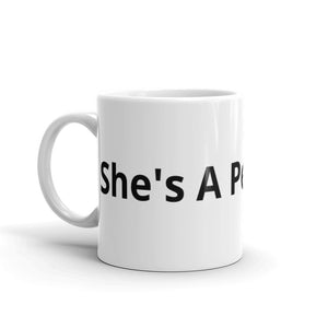 She's A Performer White glossy mug