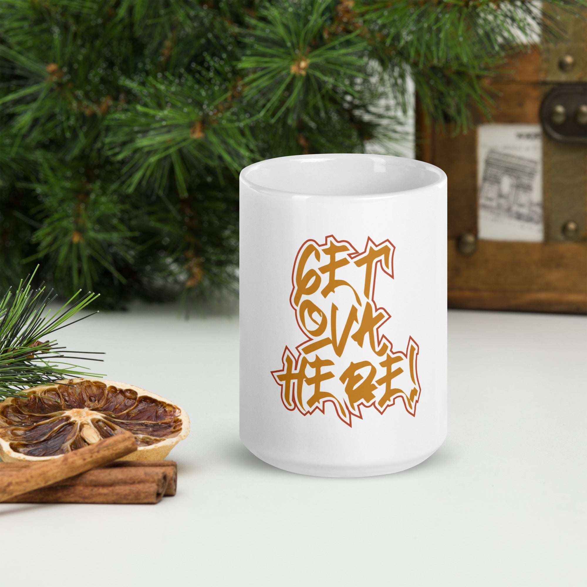 Get Ova Here! White glossy mug