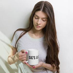 She's A Performa White glossy mug